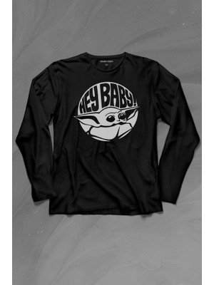 Kendim Seçtim Baby Yoda Star Wars Mandalorian Jedi Uzun Kollu Tişört Baskılı Çocuk T-Shirt