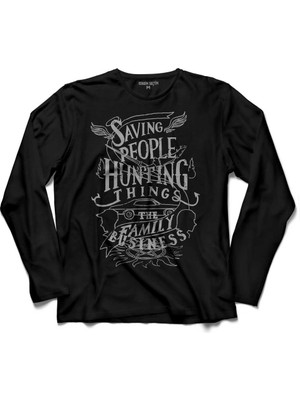 Kendim Seçtim Supernatural The Family Business Logo  Uzun Kollu Tişört Baskılı Çocuk T-Shirt