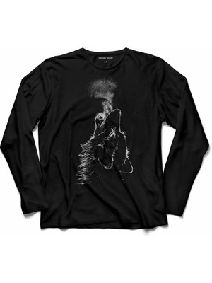 Kendim Seçtim Bozkurt Head Wolf Kurt Kafası Göktürk  Uzun Kollu Tişört Baskılı Çocuk T-Shirt