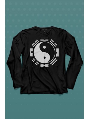 Kendim Seçtim Siyah ve Beyaz Ying Yang Pokemon Minimal Uzun Kollu Tişört Baskılı Çocuk T-Shirt
