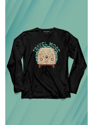 Kendim Seçtim Travel More Woswos Retro Hippi 60S 70S Uzun Kollu Tişört Baskılı Çocuk T-Shirt