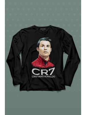 Kendim Seçtim Cr7 Cristiano Ronaldo Manchester United Uzun Kollu Tişört Baskılı Çocuk T-Shirt