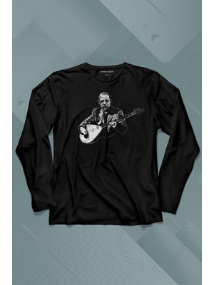 Kendim Seçtim Neşet Ertaş Bozkırın Tezenesi Halk Müziği Bağlama Uzun Kollu Tişört Baskılı Çocuk T-Shirt