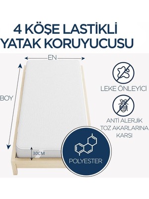 Baby Meva Mikrofiber Su Sıvı Geçirmez Alez | Yatak Koruyucu | 4 Mevsimlik | 4 Köşe Lastik | 160x200