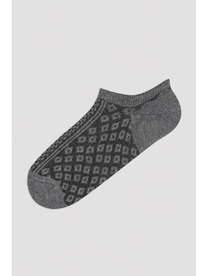Penti Gri -Beyaz Desenli 3'lü Patik Çorap