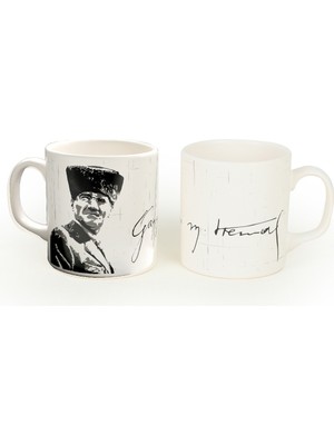 Keramika Atatürk Imza Kupa Mat Beyaz 10 cm