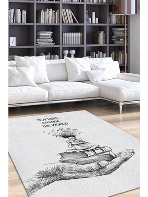 Homshtag Öğretmenler Değiştiri Pamuklu Dokuma Tabanlı Yıkanabilir Kaymaz Öğretmen  Halısı