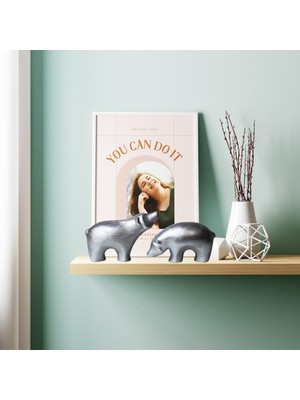 Minazey Love Bear 2'li Gümüş Dekoratif Biblo Aksesuar