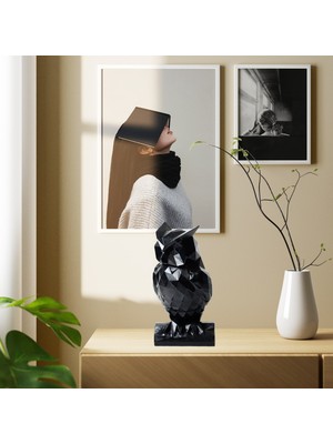 Minazey Owl Siyah Baykuş Dekoratif Biblo Aksesuar