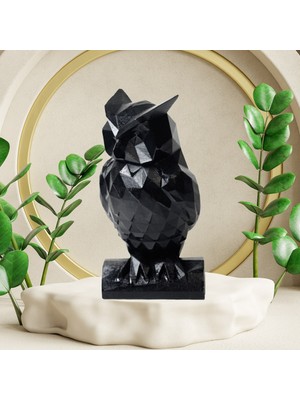 Minazey Owl Siyah Baykuş Dekoratif Biblo Aksesuar