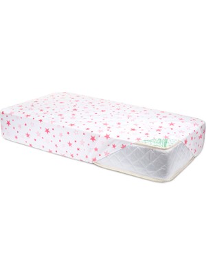 Baby Meva Lastikli Pembe Yıldızlı Fitted Bebek Çarşafı 60x120