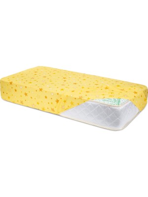 Baby Meva Lastikli Sarı Yıldızlı Fitted Bebek Çarşafı 80x160