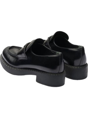 Passionis Prada Klasik Ayakkabı - Prada Black Brushed Leather Loafers