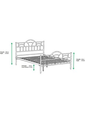 Mobilya Dükkanım Bodrum Metal Karyola 160X200 ARM098