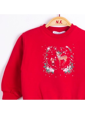 Nk Kids NK-33640 Geyik Desenli Yılbaşı Sweat