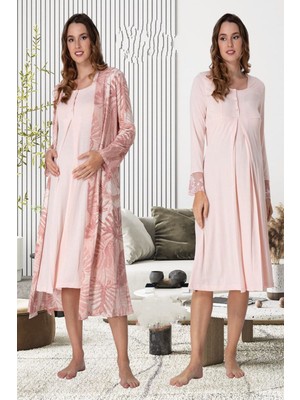 Effortt Pembe Sabahlıklı Hamile Lohusa Gecelik Takım