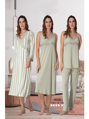 Effortt Yeşil Hamile Lohusa Seti %85 Pamuk Emzirme Özellikli Rahat Model M Beden