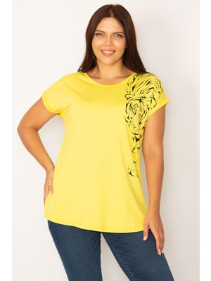 Şans Kadın Sarı Baskı Detaylı Viskon Bluz 65N34193