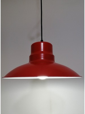 Riolight  Retro,rustik,modern Kırmızı Içi Beyaz Mutafa,oda,cafe Için Metal Sarkıt Avize ÇAP:30CM