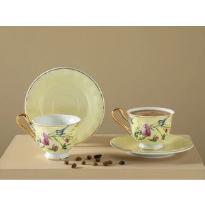 English Home Vanilla New Bone China 2'li Kahve Fincan Takımı 90 ml Açık Sarı