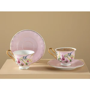 English Home Vanilla New Bone China 2'li Kahve Fincan Takımı 90 ml Açık Pembe
