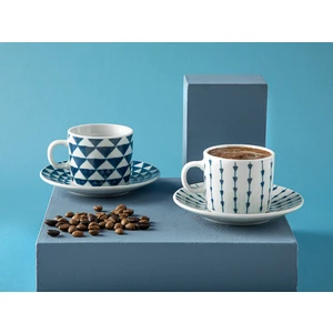 English Home Trin Porselen 2'li Kahve Fincan Takımı 80 ml Lacivert