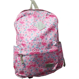 2115 Unisex Günlük Okul Sırt Çantası Pembe Kuğu Desenli