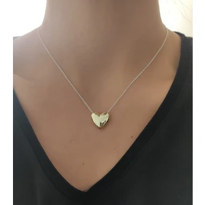 Lamin Jewel Çelik Gümüş  Kalp Kısmı Gold Kolye