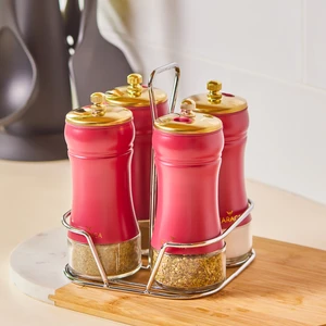 Gold Berry 5 Parça Cam Baharat Takımı