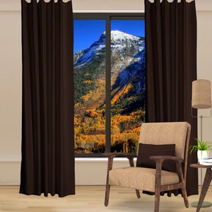 Blackout (Karartma) Fon Perde-Güneşlik Pilesiz Extraforlu Düz Dikim Kahve