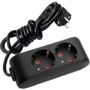 2'li Priz 3x1,5 mm Uzatma Siyah 6 Mt