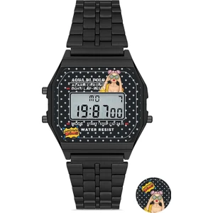 Aqua Di Polo 1987 Kadın Siyah Metal Kordonlu Pop Dijital Retro Saat APWA064500
