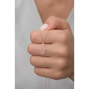 925 Ayar Gümüş Rose Fatma Ana Eli Kolye