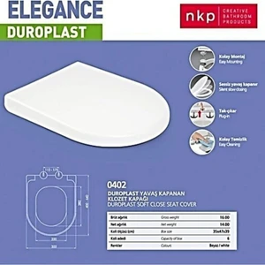 Elegance Duroplast Amortisörlü Yavaş Kapanan Klozet Kapağı NKP0402