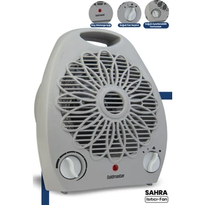 Sahra Gri 2000 Watt Isıya Dayanıklı Sıcak Ilık Soğuk Devrilme Emniyetli Isıtıcı Fan