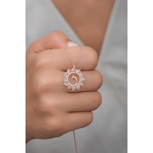 925 Ayar Gümüş Rose Zirkon Taşlı Anka Kuşu Kolye