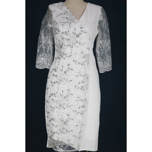 38586 Tek Tarafı ve Kolları Dantel Elbise