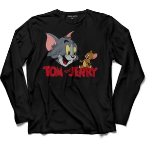 Kendim Seçtim Tom And ve Jerry Kedi Fare  Uzun Kollu Tişört Baskılı Çocuk T-Shirt