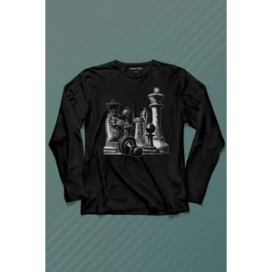 Kendim Seçtim Chess Satranç Taşları Fil At Kale Vezir Santranç Uzun Kollu Tişört Baskılı Çocuk T-Shirt