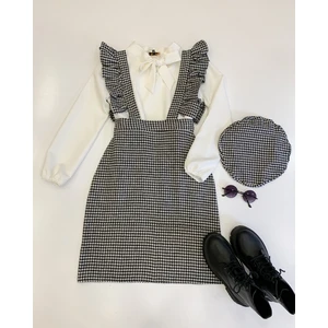 Küçüğüm Butik Siyah Kazayağı Şapka ve Salopet Etek (2'li Takım)