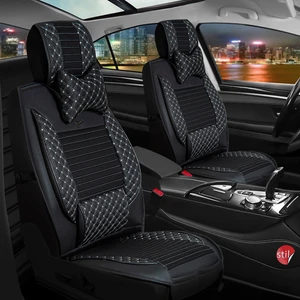 Bmw X1 Uyumlu Lüks Deri Oto Koltuk Kılıfı Ön/arka Set Elit Siyah-Beyaz