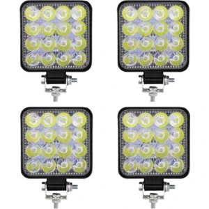 4 Adet 16 LED Kare Çalışma Lambası 110X110MM Off Road Traktör Tekne 16LED