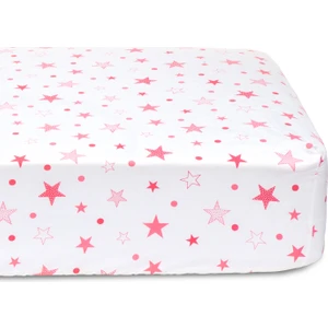 Baby Meva Lastikli Pembe Yıldızlı Fitted Bebek Çarşafı 50x90