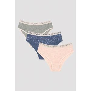 Çok Renkli Baskılı Kız Çocuk 3'lü Slip Külot