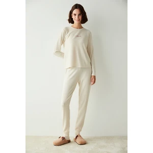 Gri Its All Good Waffle Termal Pijama Takımı