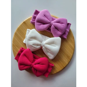 Seher Bebe Butik Kız Bebek & Çocuk Fiyonklu Kaşkorse Bandana 3'lü Set