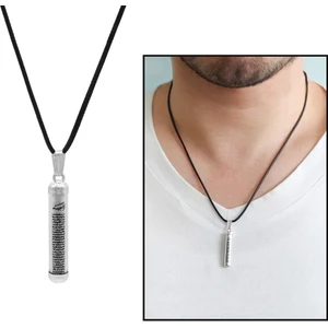 Zarif Tasarım Ip Zincirli 925 Ayar Gümüş Erkek Cevşen Kolye