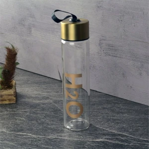 H2O Metal Kapaklı Cam Matara Altın - H2O81452