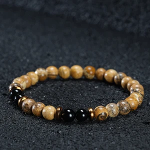 Sertifikalı Doğal Taş Kadın Erkek Bileklik Onix Jasper Ve Hematit 6mm Tasarım