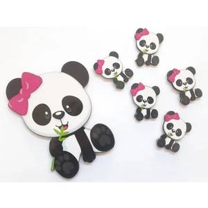Akın Aksesuar Bambulu Sevimli Panda Figürlü Kapı Duvar Dolap Çocuk Odası Ahşap Yapıştırma Süsü